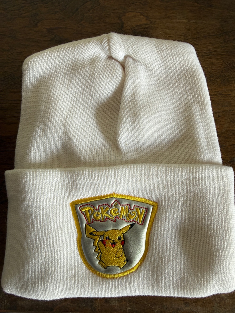 Pokemon White Pikachu Patch Beanie Hat